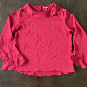Vince Camuto Blouse Top Womens Small Red‎ Cowl Neck Flared Bell Sleeve Career